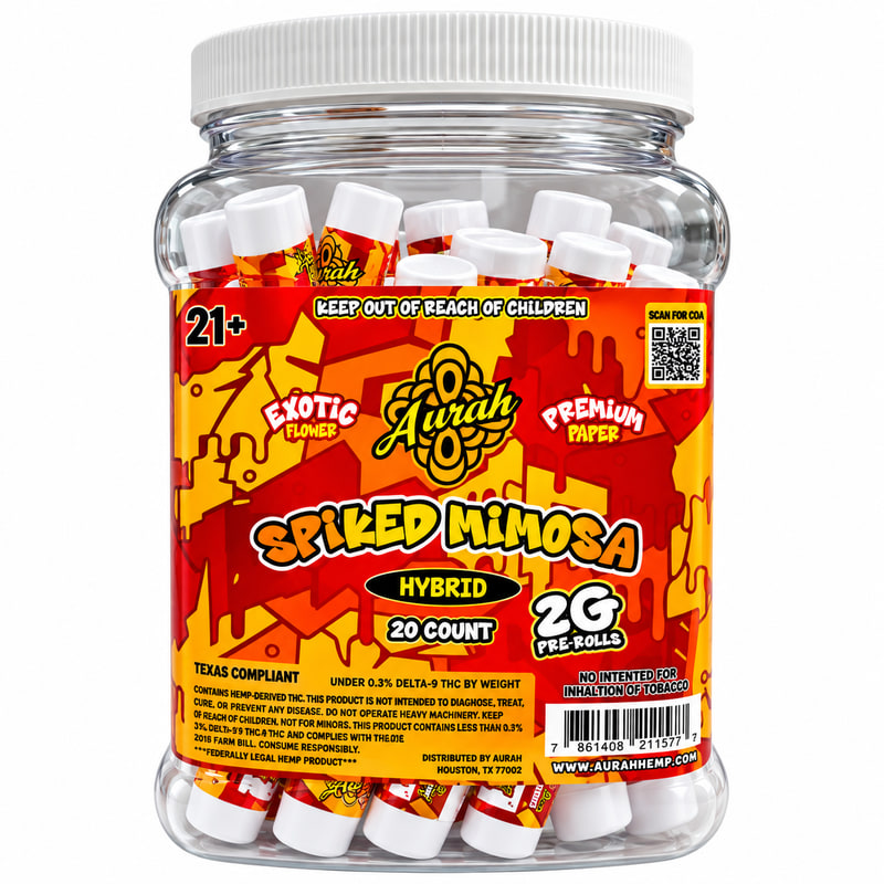 Aurah Exotic Flower Pre - Rolls 2g 20ct Jar - Hybrid - Spiked Mimosa