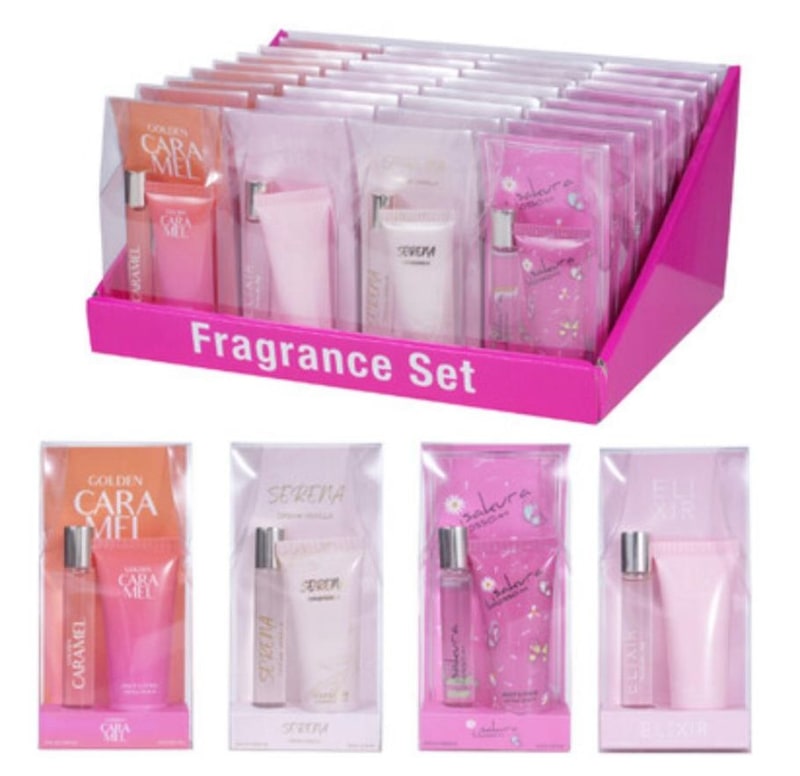 Display Women's Fragrance Set Body Oil 8ml & Lotion 25ml 32ct Box