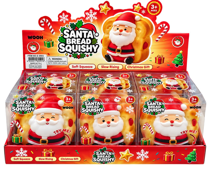 Santa Bread Squishy Toy 6ct Box
