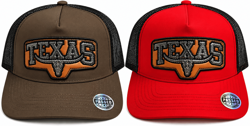 Truckers Caps - Texas Bull Leather Patch