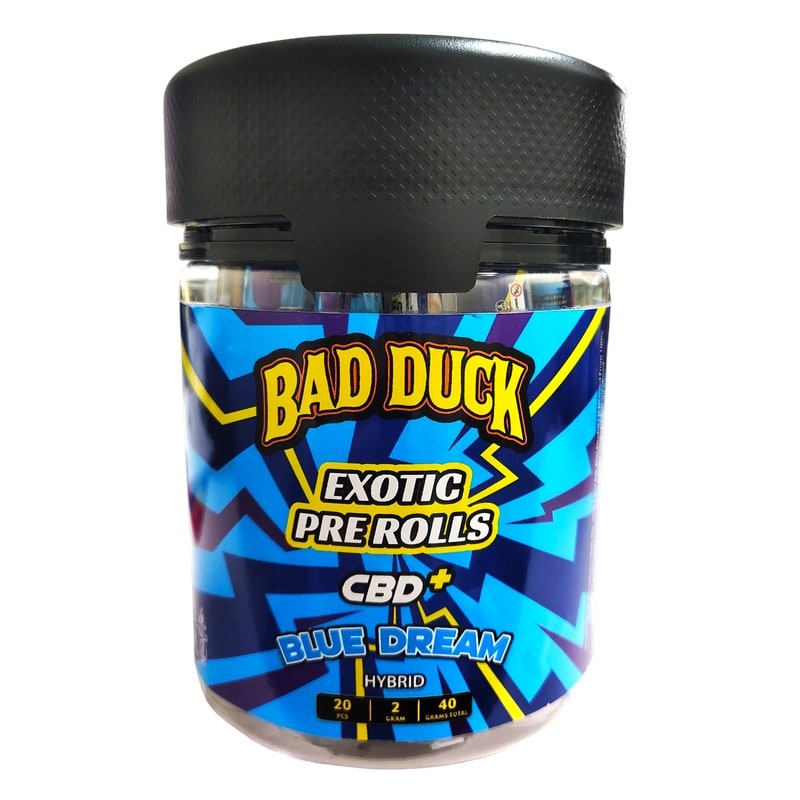 Bad Duck CBD Exotic Pre - Rolls 2gm 20ct Jar - Hybrid - Blue Dream