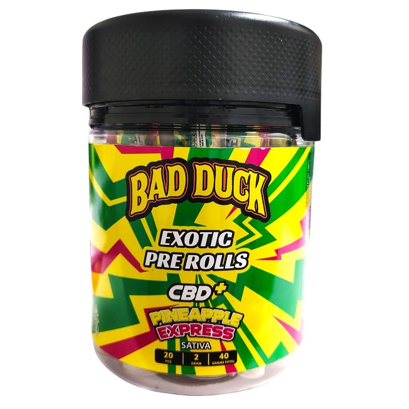 Bad Duck CBD Exotic Pre - Rolls 2gm 20ct Jar - Sativa - Pineapple Express