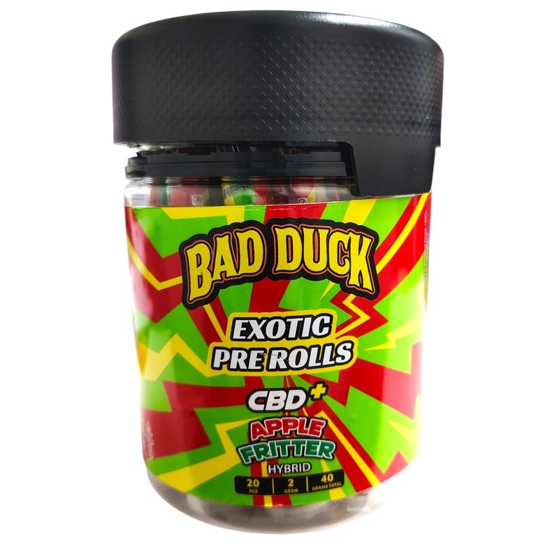 Bad Duck CBD Exotic Pre - Rolls 2gm 20ct Jar - Hybrid - Apple Fritter