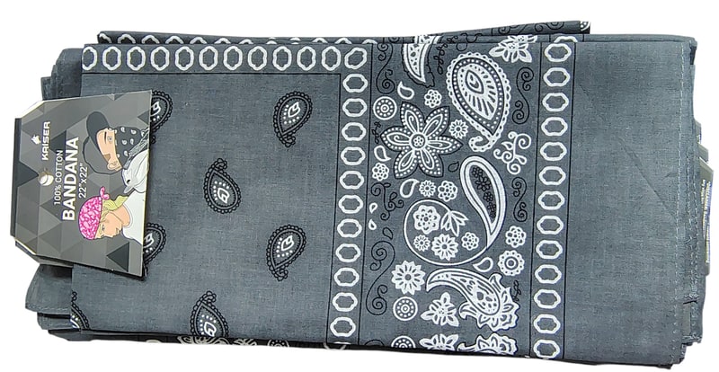Head Wear Bandana 1dz Pack - Grey