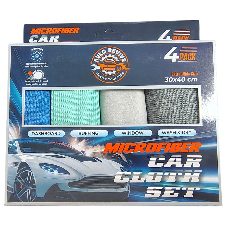 Auto Revive - Microfiber Car Wash Towel (12X40 Inch) 4pk Box