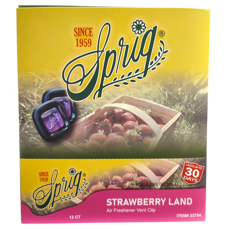 Sprig Car Air Freshener Vent Clip 0.10oz 12ct Box - Strawberry Land
