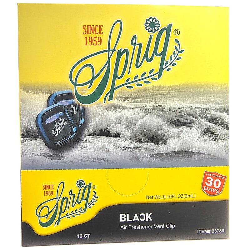 Sprig Car Air Freshener Vent Clip 0.10oz 12ct Box - Black