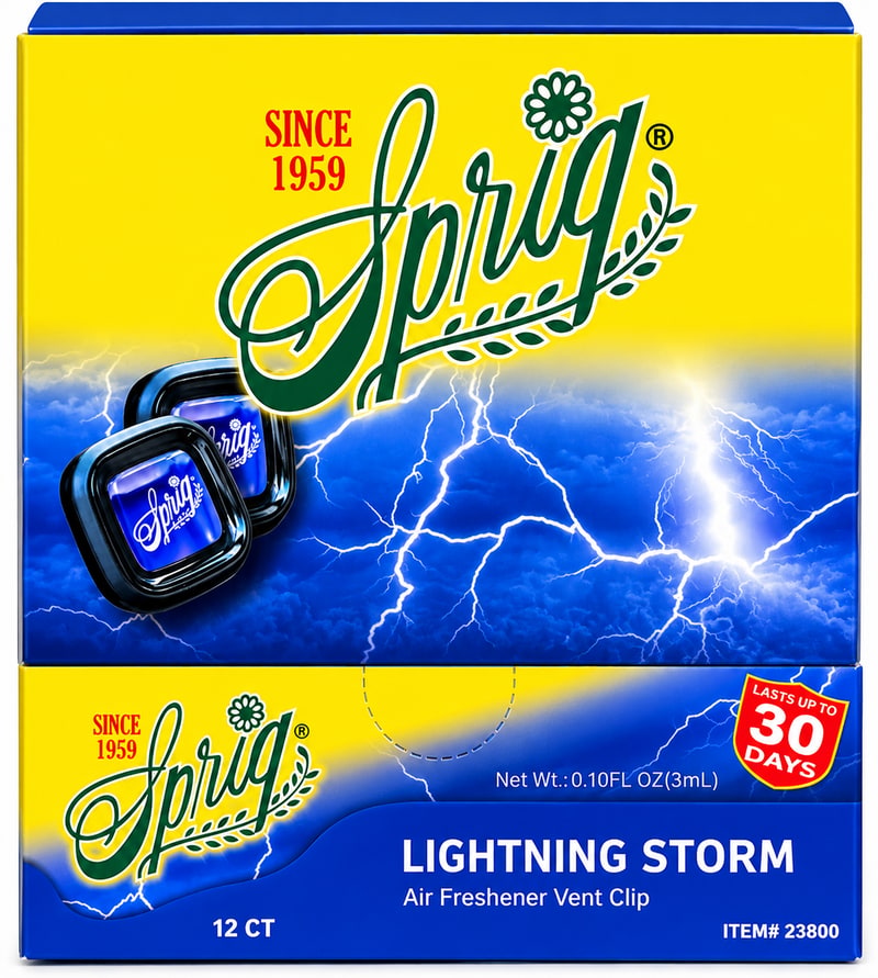Sprig Car Air Freshener Vent Clip 0.10oz 12ct Box - Lighting Storm