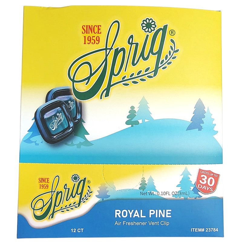 Sprig Car Air Freshener Vent Clip 0.10oz 12ct Box - Royal Pine