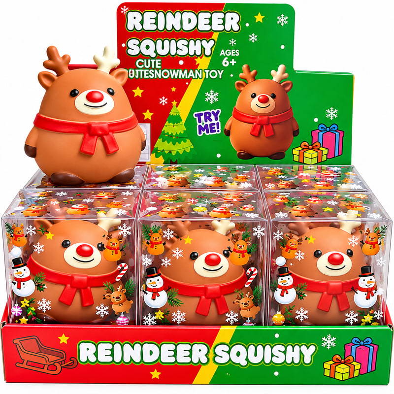Reindeer Christmas Deer Squishy Toy 6ct